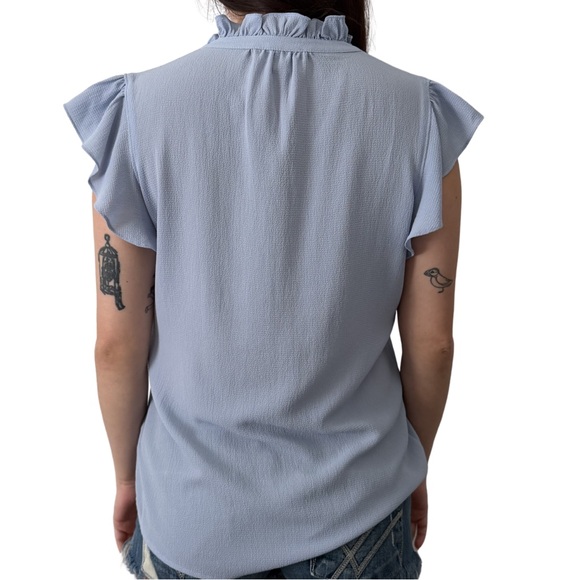 Calvin Klein Blue Ruffle Blouse - Picture 2 of 3